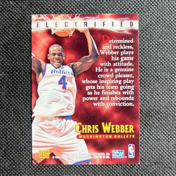 1995-96 Skybox Premium Electrified Chris Webber #298 Washington Bullets - Picture 2 of 2
